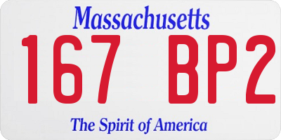 MA license plate 167BP2