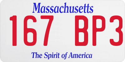 MA license plate 167BP3