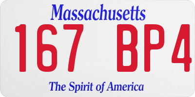 MA license plate 167BP4