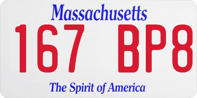 MA license plate 167BP8