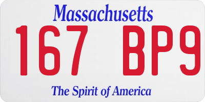 MA license plate 167BP9