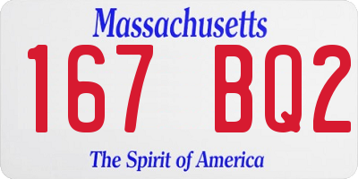 MA license plate 167BQ2
