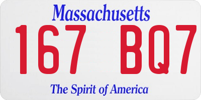MA license plate 167BQ7