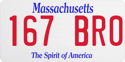 MA license plate 167BR0