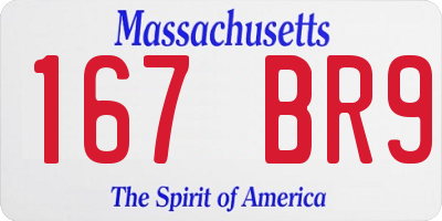 MA license plate 167BR9