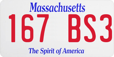 MA license plate 167BS3