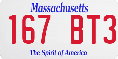 MA license plate 167BT3