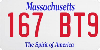 MA license plate 167BT9