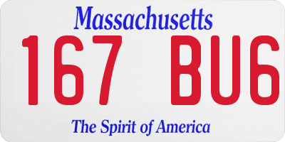 MA license plate 167BU6