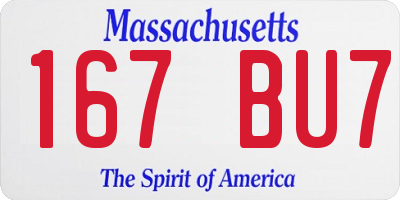 MA license plate 167BU7
