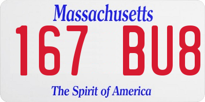 MA license plate 167BU8