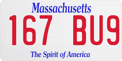 MA license plate 167BU9