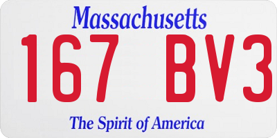 MA license plate 167BV3