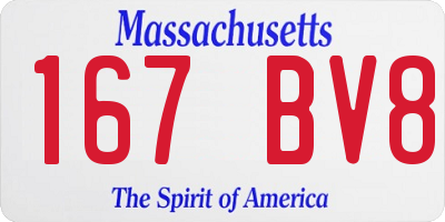 MA license plate 167BV8