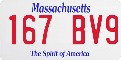 MA license plate 167BV9
