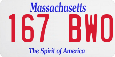 MA license plate 167BW0