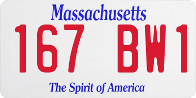 MA license plate 167BW1