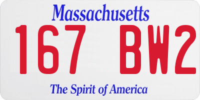 MA license plate 167BW2
