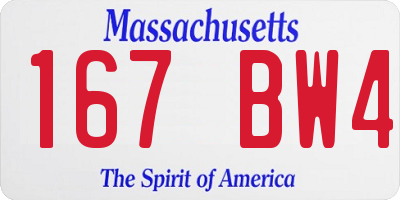 MA license plate 167BW4