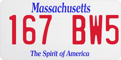 MA license plate 167BW5
