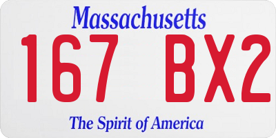 MA license plate 167BX2