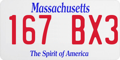MA license plate 167BX3