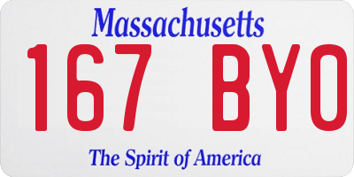 MA license plate 167BY0