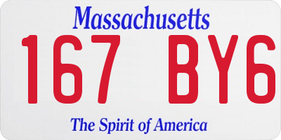 MA license plate 167BY6