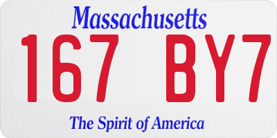 MA license plate 167BY7