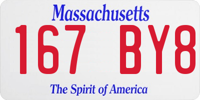 MA license plate 167BY8