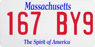 MA license plate 167BY9