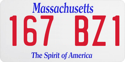 MA license plate 167BZ1