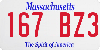 MA license plate 167BZ3
