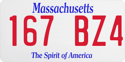 MA license plate 167BZ4