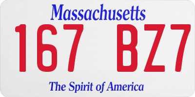 MA license plate 167BZ7