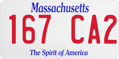 MA license plate 167CA2