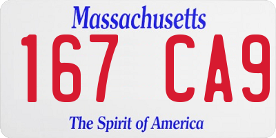 MA license plate 167CA9