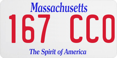 MA license plate 167CC0