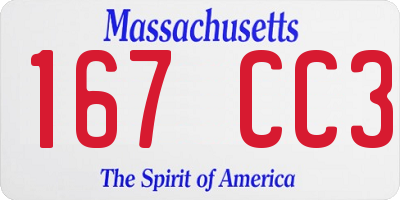 MA license plate 167CC3