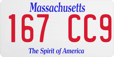 MA license plate 167CC9