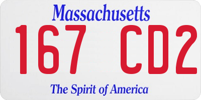 MA license plate 167CD2