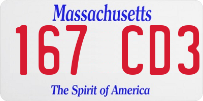 MA license plate 167CD3
