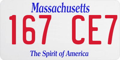 MA license plate 167CE7