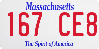 MA license plate 167CE8