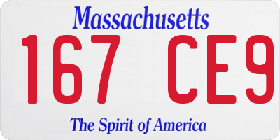 MA license plate 167CE9