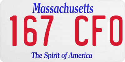 MA license plate 167CF0