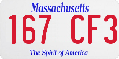 MA license plate 167CF3