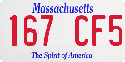 MA license plate 167CF5