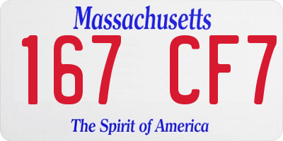 MA license plate 167CF7