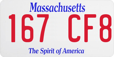 MA license plate 167CF8